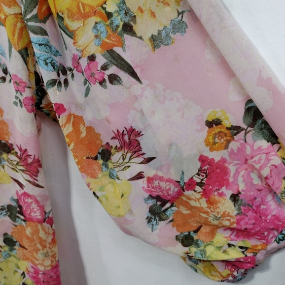 Hope Springs Floral Button Shirt Womens XXL Pink Cottagecore Barbiecore Retro - Picture 3 of 8